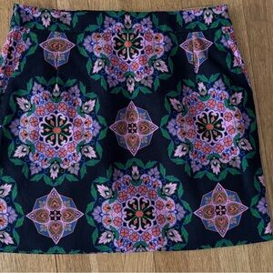 J Crew Navy/Floral Patterned Skirt - Multicolor, Sz 6